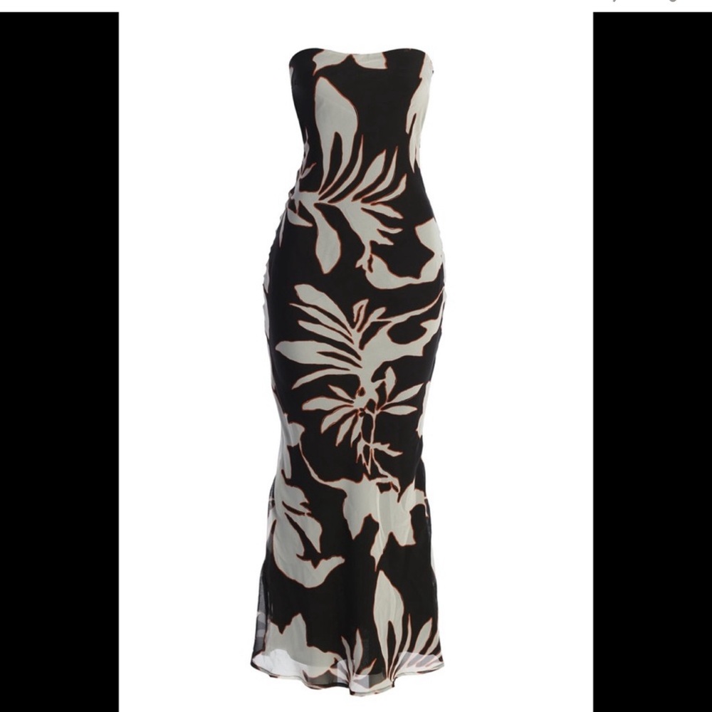 NWT: JLUX Ivory Floral Break Free Strapless Maxi
Dress
